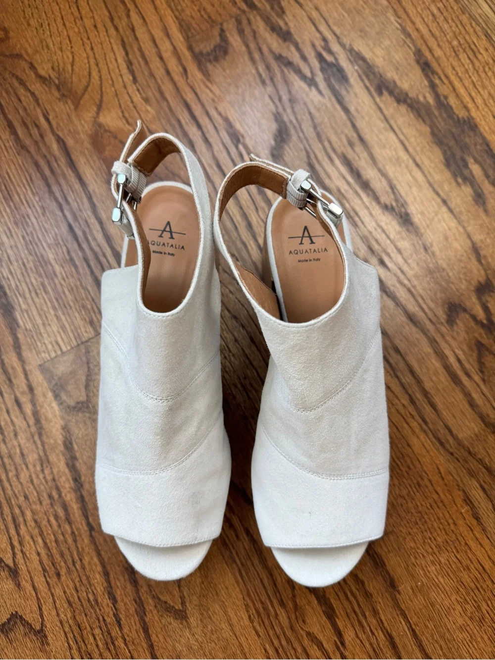 Aquatalia White Suede Platform Heel Sandals Women’s 9